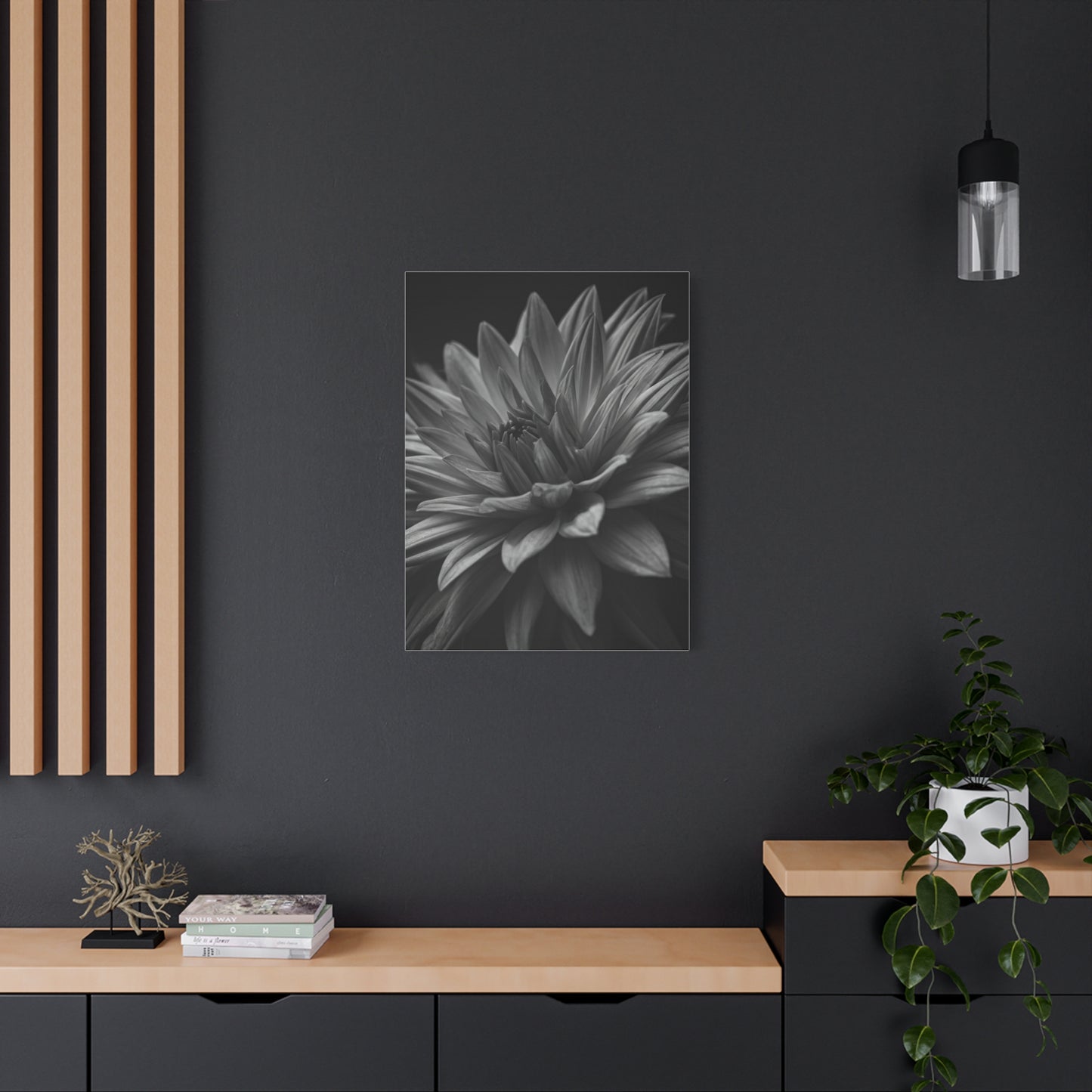 Monochrome Layered Dahlia Bloom Wall Art & Canvas Prints