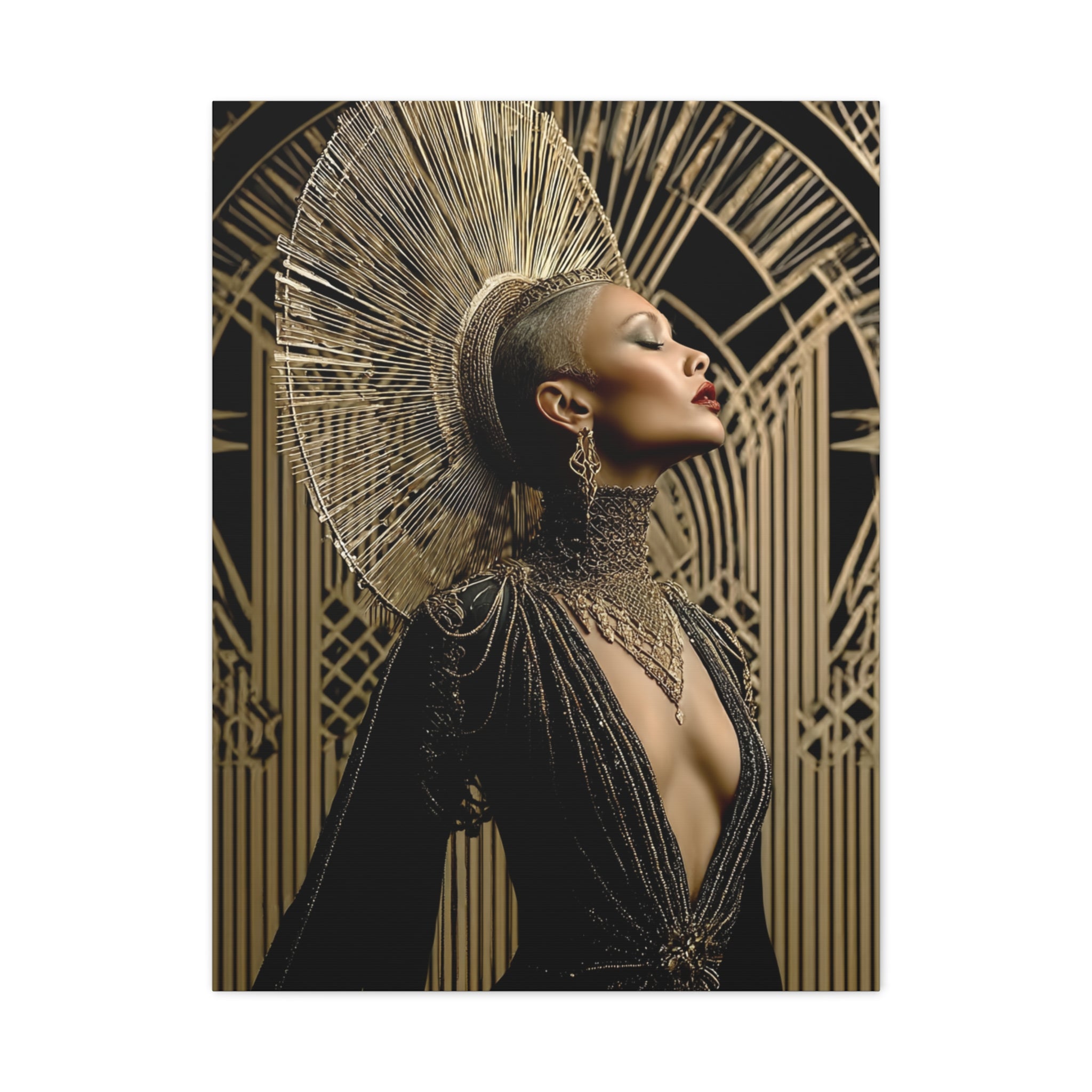 Art Deco Gold Muse Portrait Wall Art & Canvas Print – Wallpics