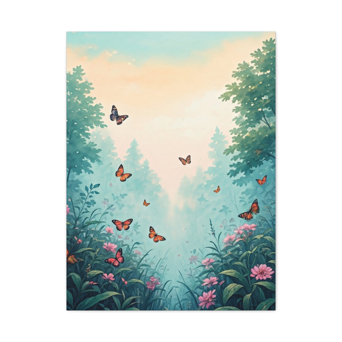 Enchanted Garden Butterfly Scene Wall Art & Canvas Prints