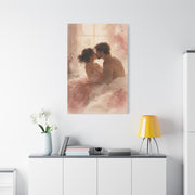 Soft Watercolor Intimate Kiss Scene Wall Art & Canvas Print
