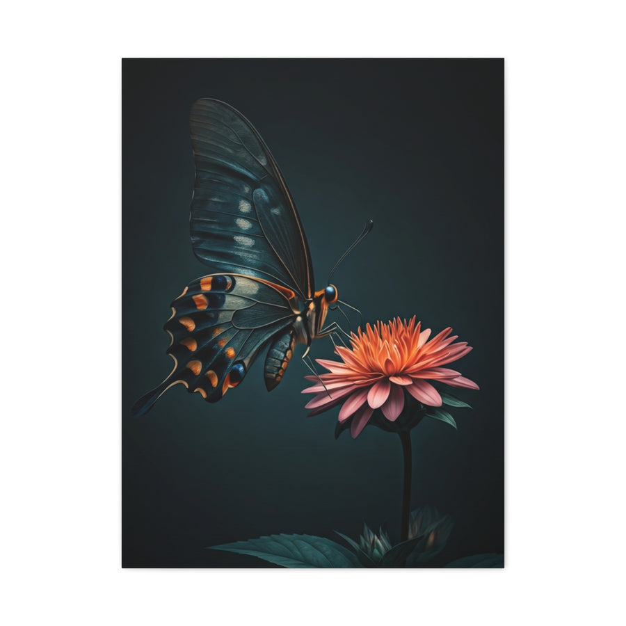 Swallowtail Butterfly and Pink Garden Flower Wall Art & Canvas Prints