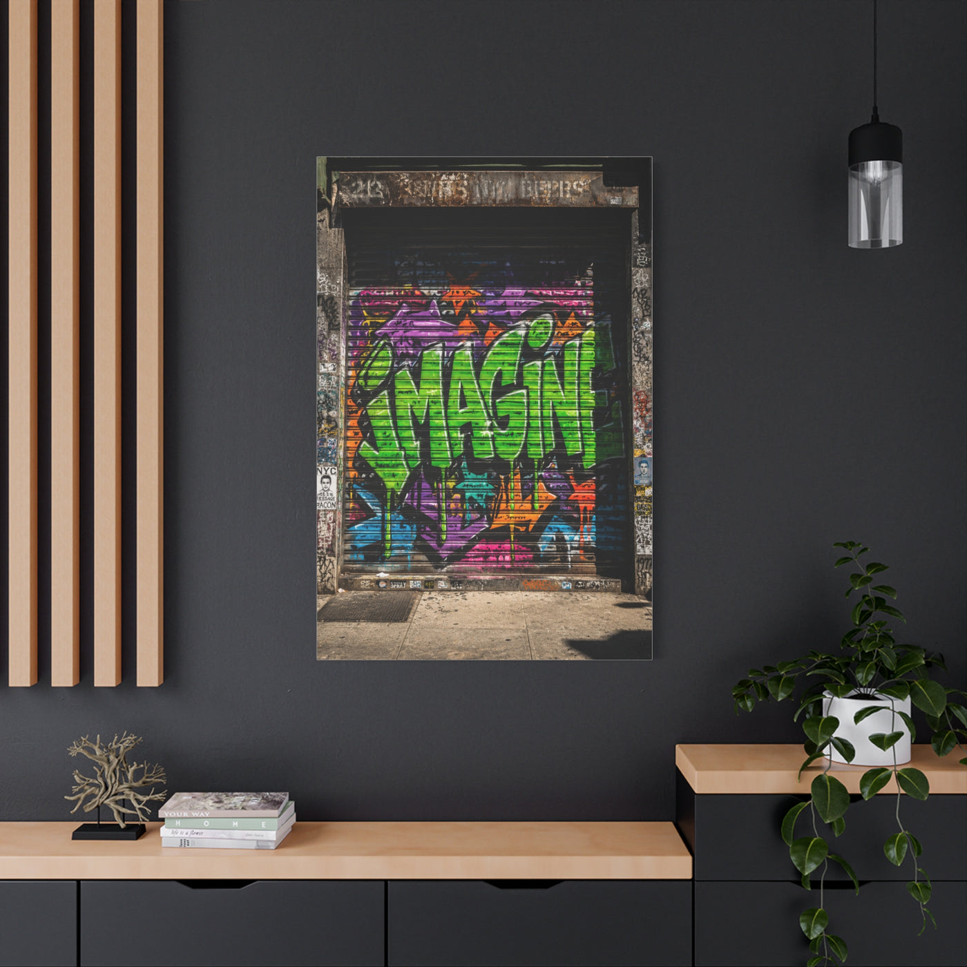 Imagine Graffiti Alley Door Street Wall Art & Canvas Print