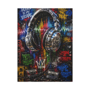 Graffiti Headphones Music Street Wall Art & Canvas Print