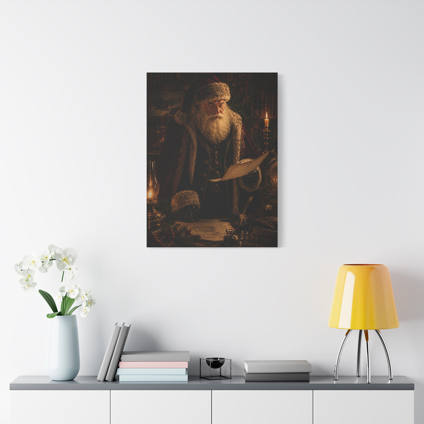 Dark Academia Santa Library Wall Art & Canvas Print