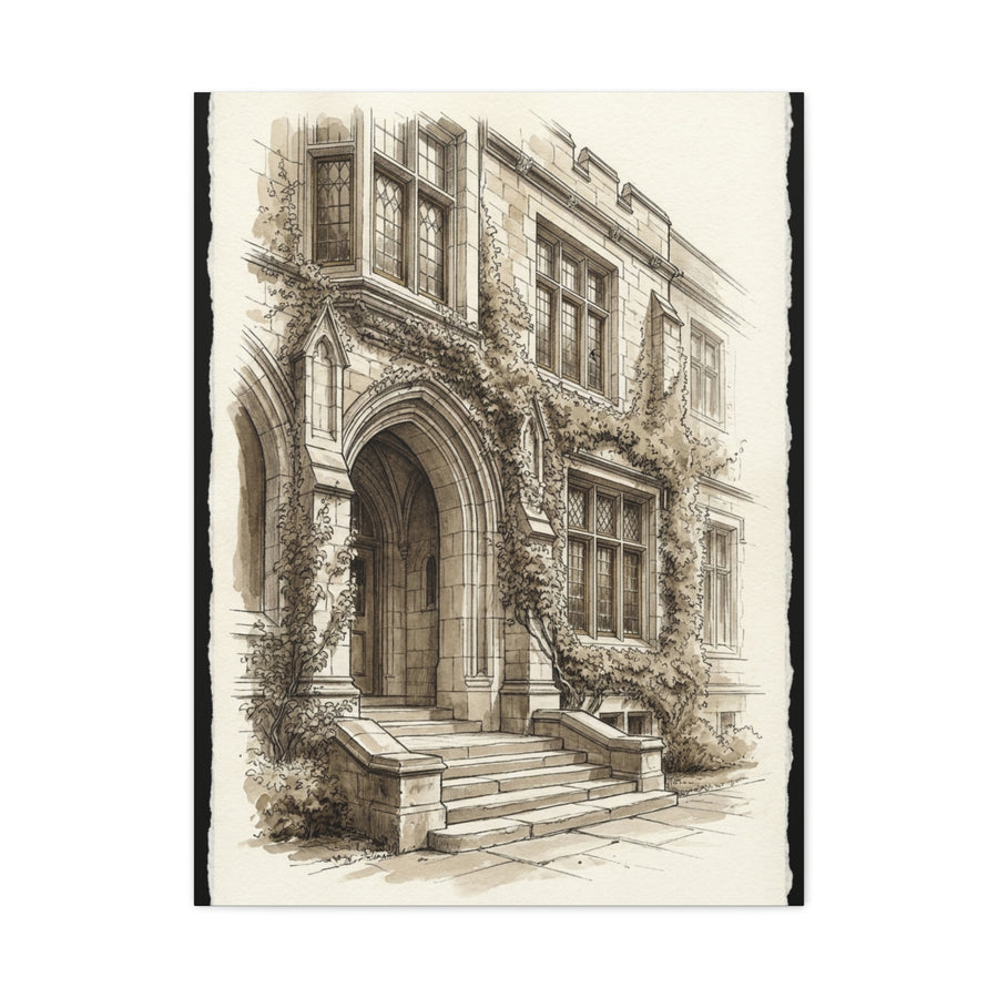 Ivy-Covered Collegiate Arch Sketch Wall Art & Canvas Print