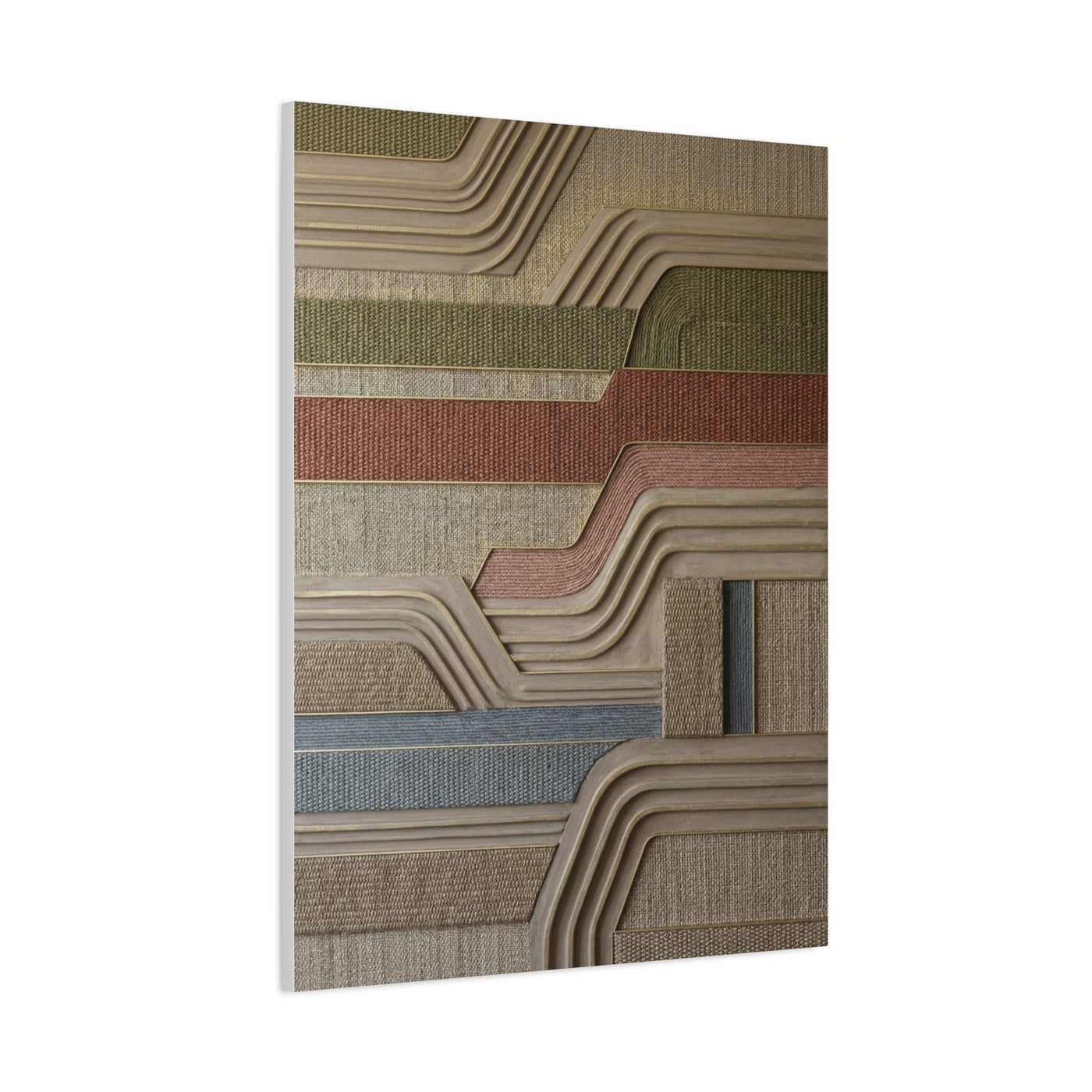 Sculpted Sisal & Plaster Geometric Wall Art & Canvas Print