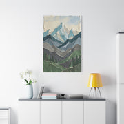Hand-Torn Paper Collage Mountain Range Wall Art & Canvas Print