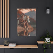 Young Cowboy by the River Wall Art & Canvas Print
