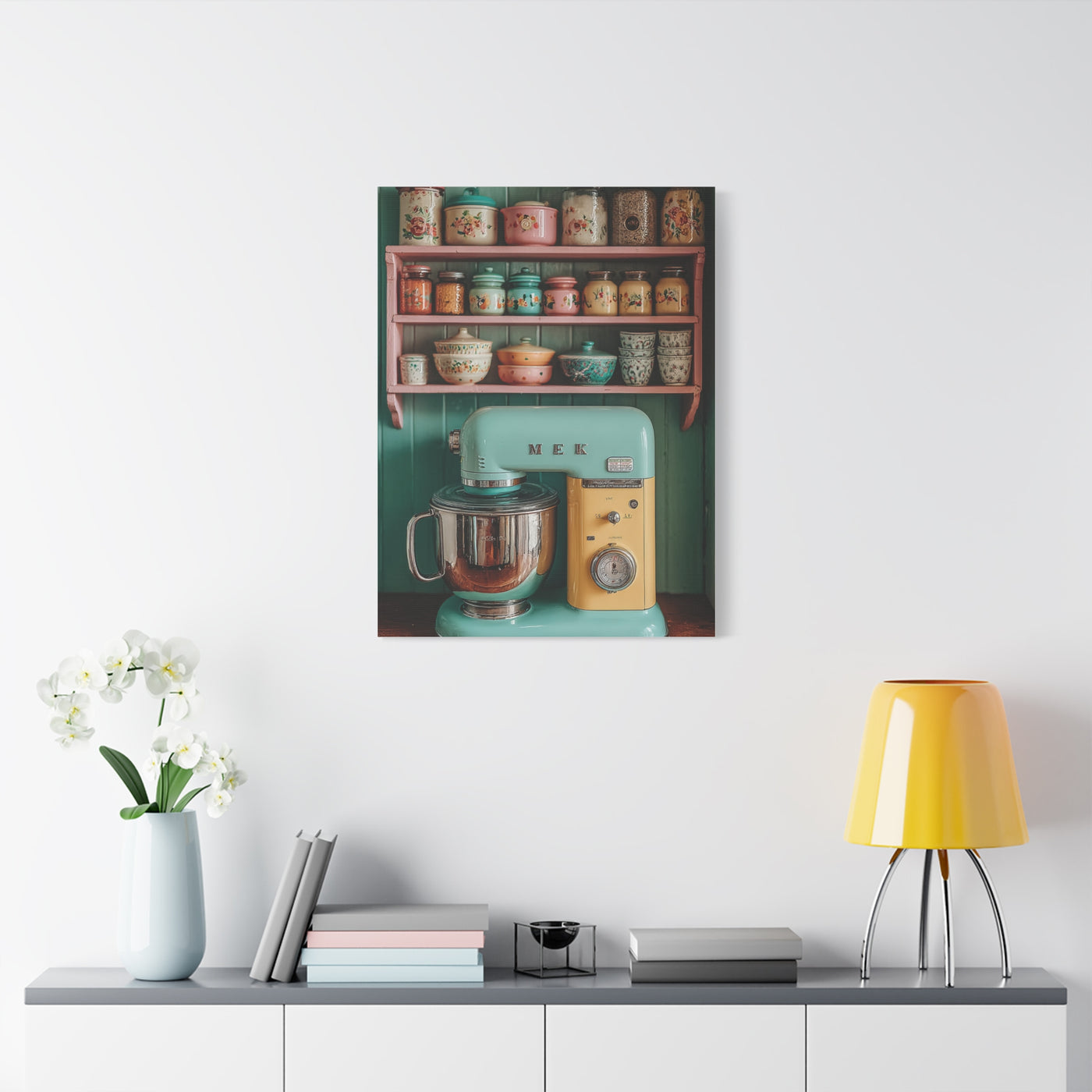 Vintage Pastel Kitchen Mixer Display Wall Art & Canvas Print