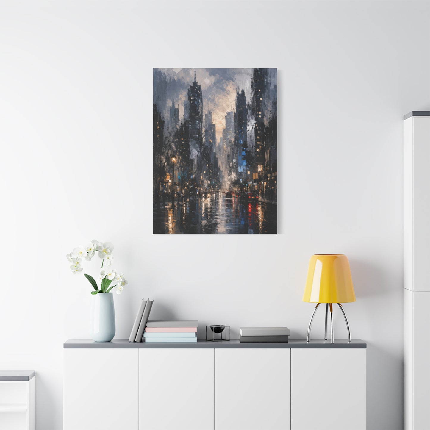 Rainy Cityscape Nights Wall Art & Canvas Print