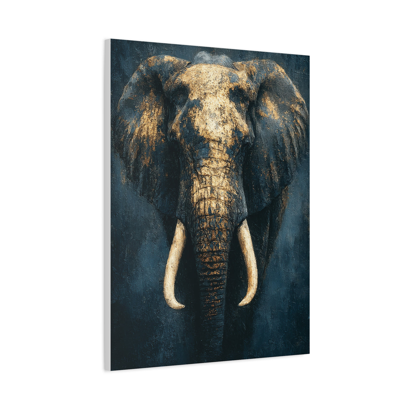 Black and Gold Regal Elephant Portrait Wall Art & Canvas Print