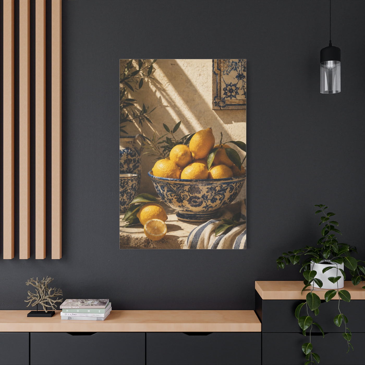 Mediterranean Lemon Still Life Ceramic Bowl Wall Art & Canvas Print