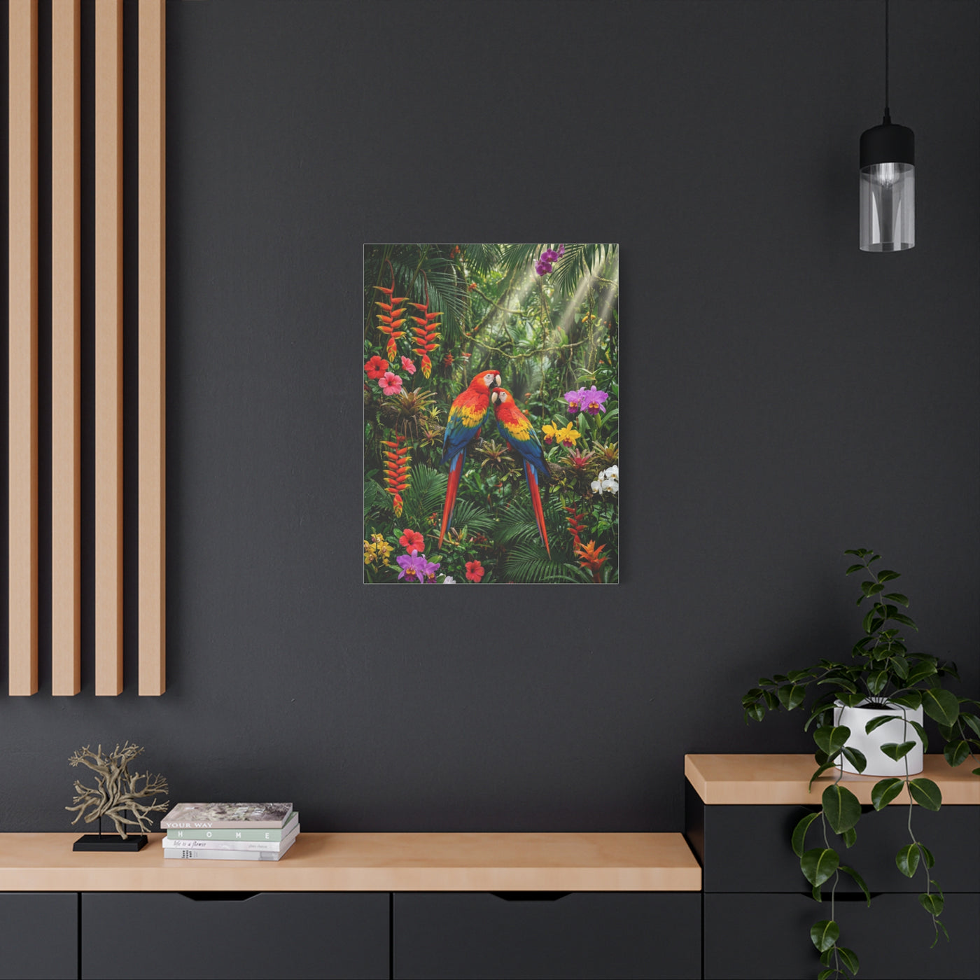Vibrant Jungle Parrot Paradise Tropical Wall Art & Canvas Print