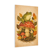 Whimsical Retro Frog and Mushroom Composition Wall Art & Canvas Print