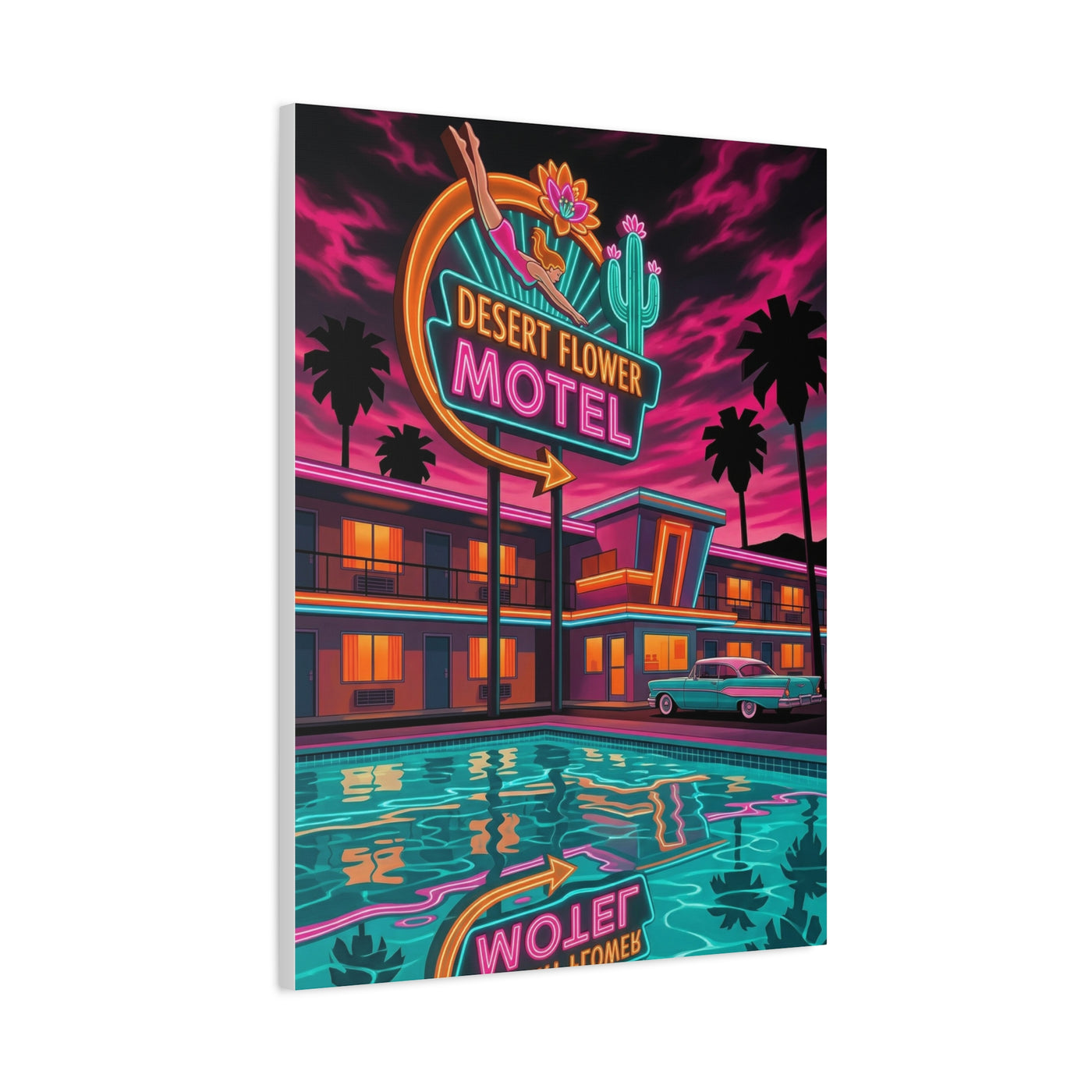 Retro Desert Flower Motel Pop-Art Wall Art & Canvas Print