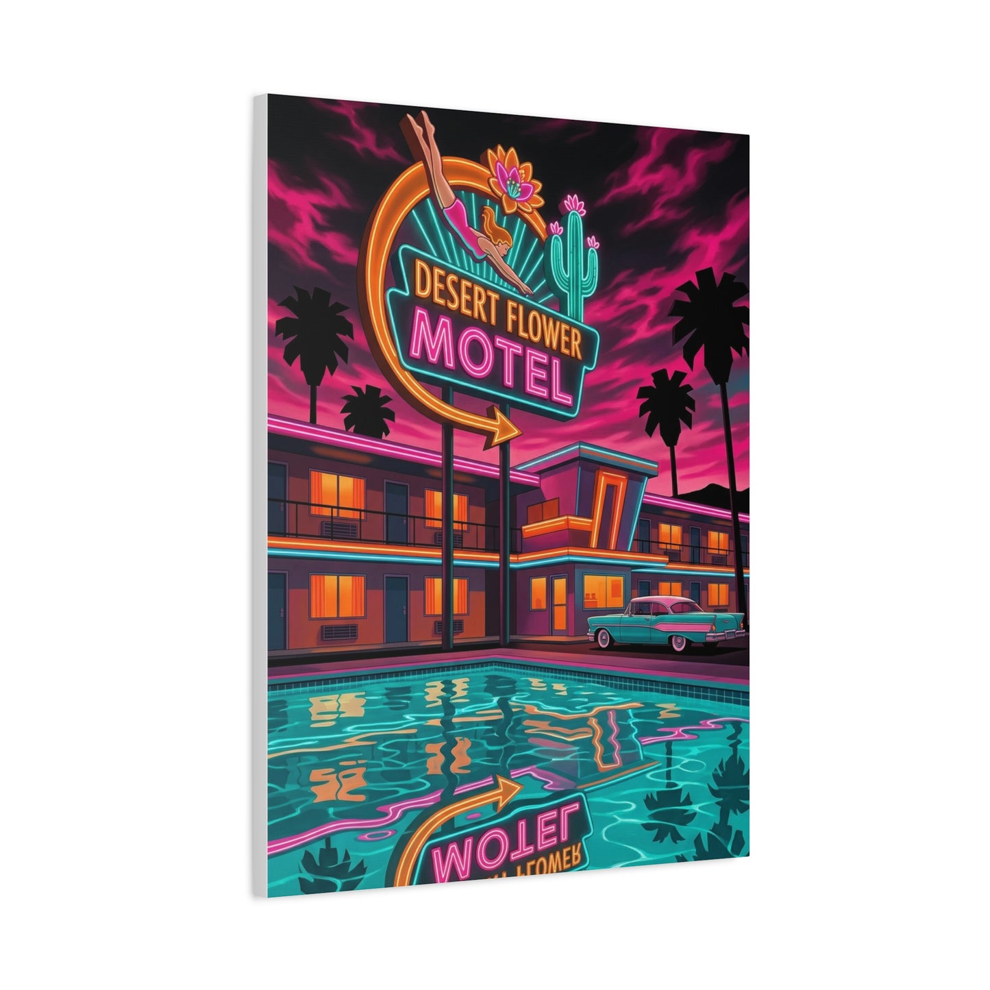 Retro Desert Flower Motel Pop-Art Wall Art & Canvas Print