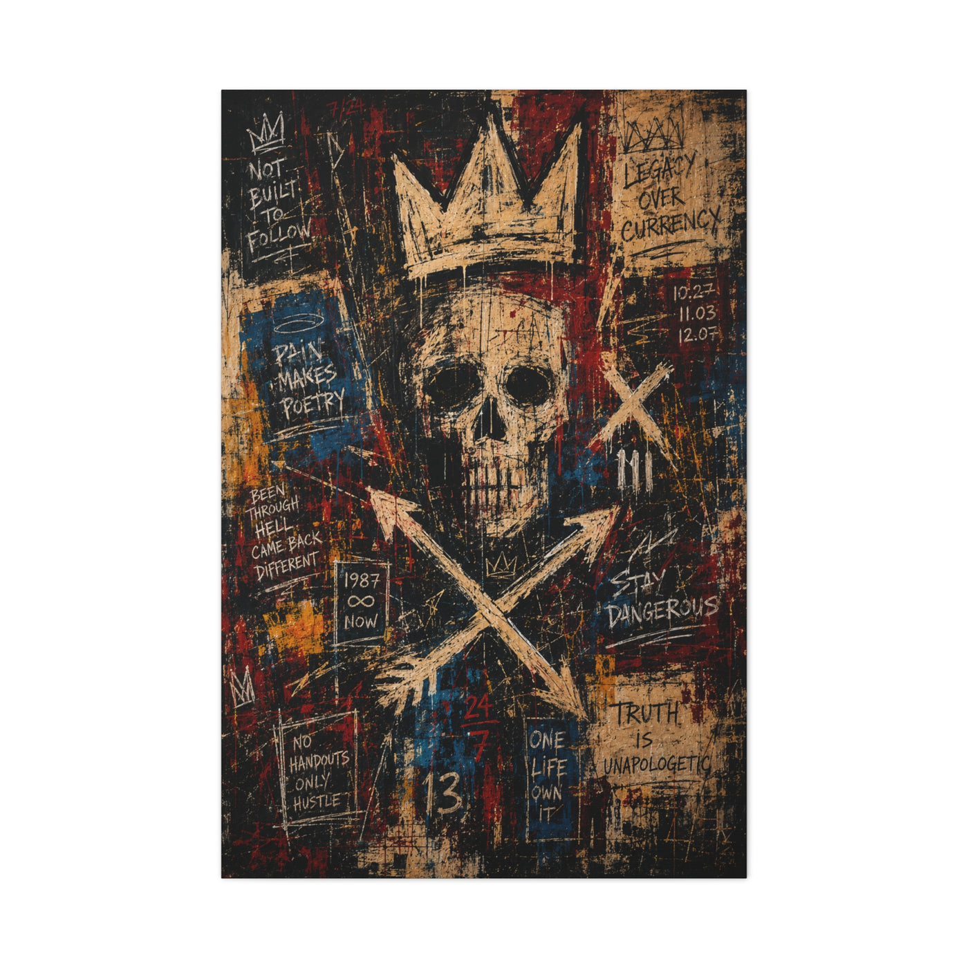 Crowned Skull Rebellion Street Wall Art & Canvas Print