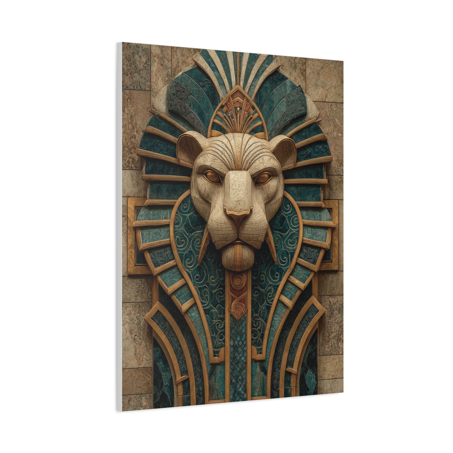 Art Deco Lion Architectural Relief Wall Art & Canvas Print