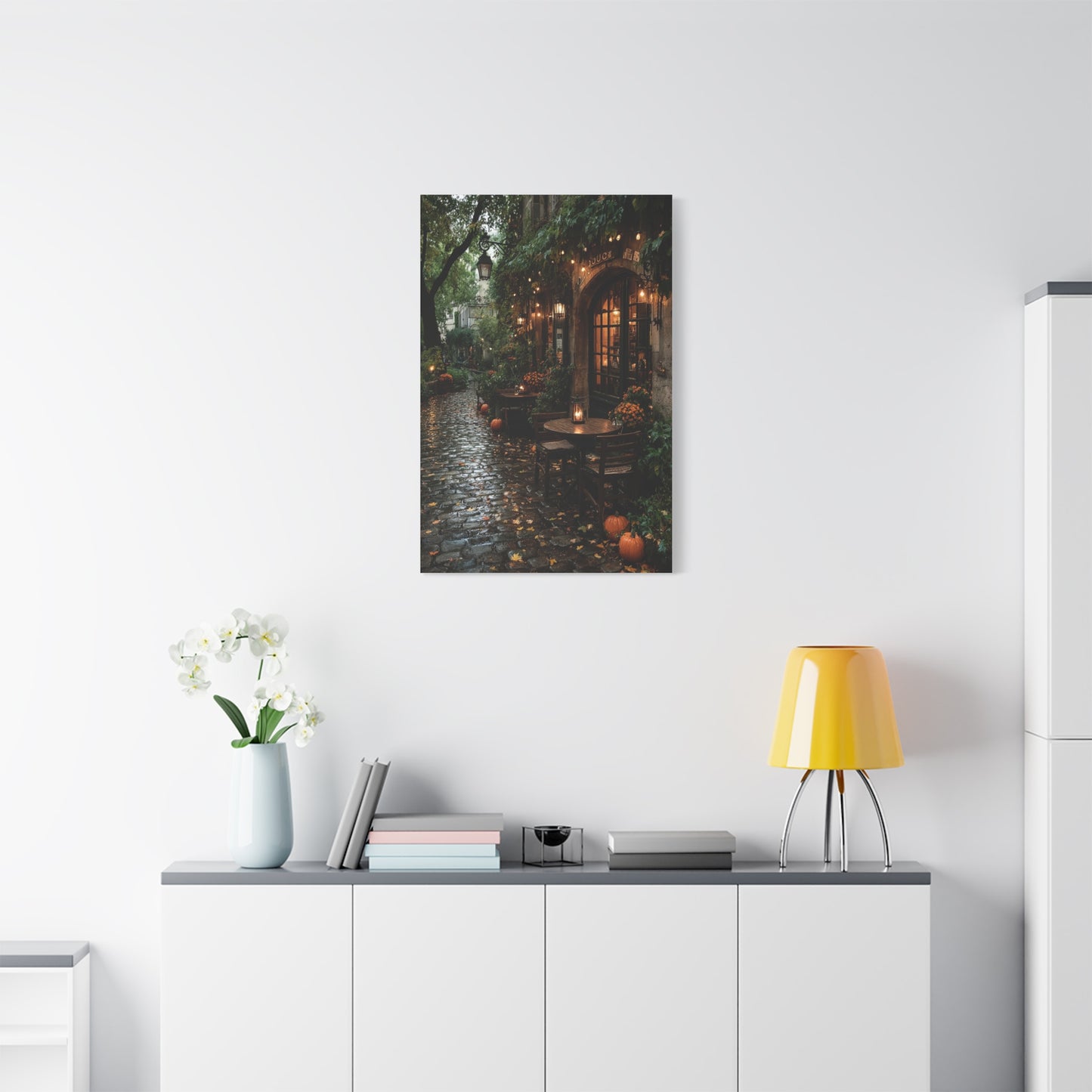 Paris Autumn Café Terrace Wall Art & Canvas Print