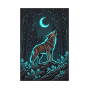 Moonlit Forest Wolf Neon Outline Scene Wall Art & Canvas Print