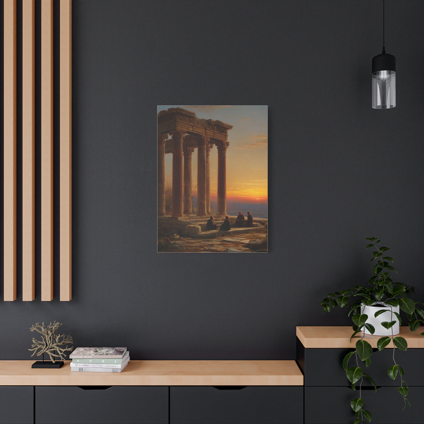 Greek Temple Ruins at Sunset with Philosophers Wall Art & Canvas Print