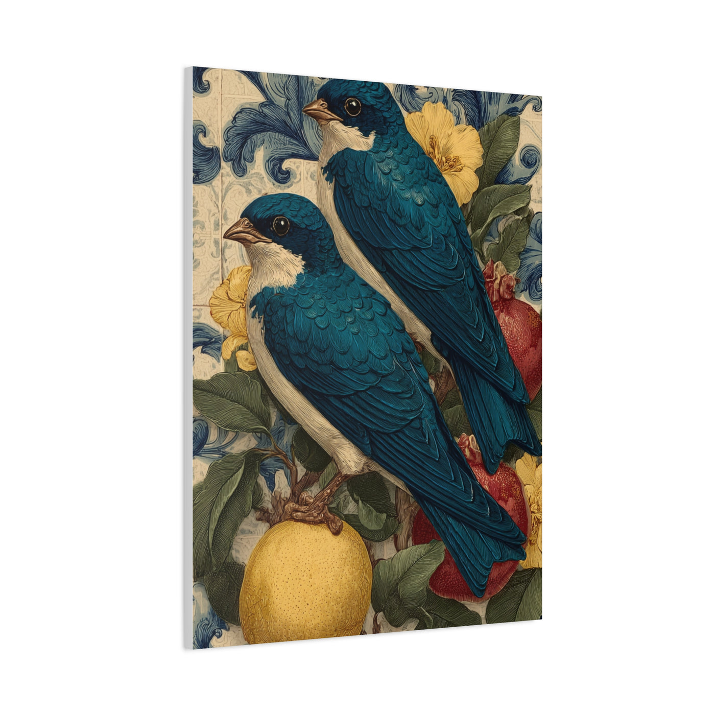 Italian Majolica Swallow & Citrus Wall Art & Canvas Print