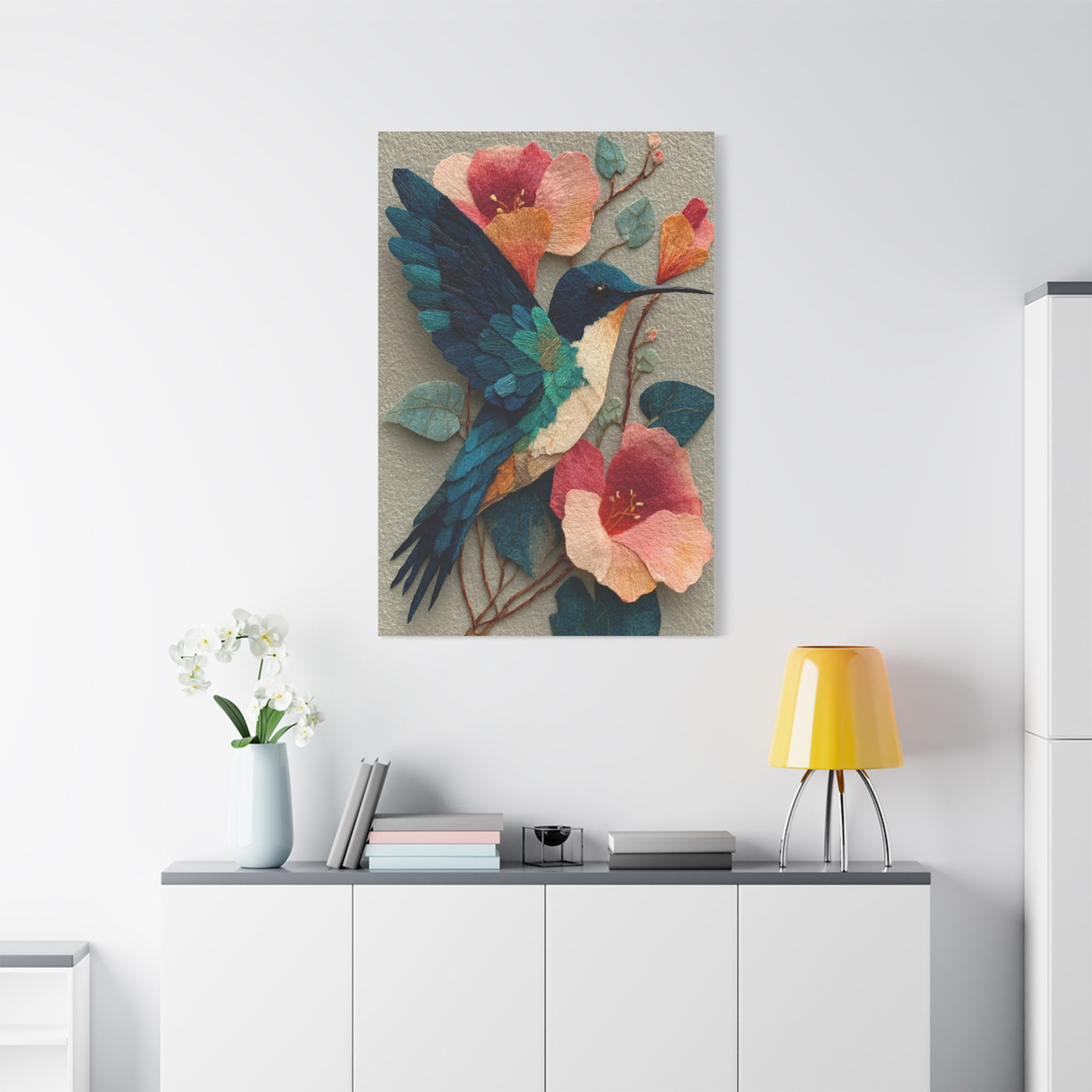 Hummingbird Botanical Collage Wall Art & Canvas Print