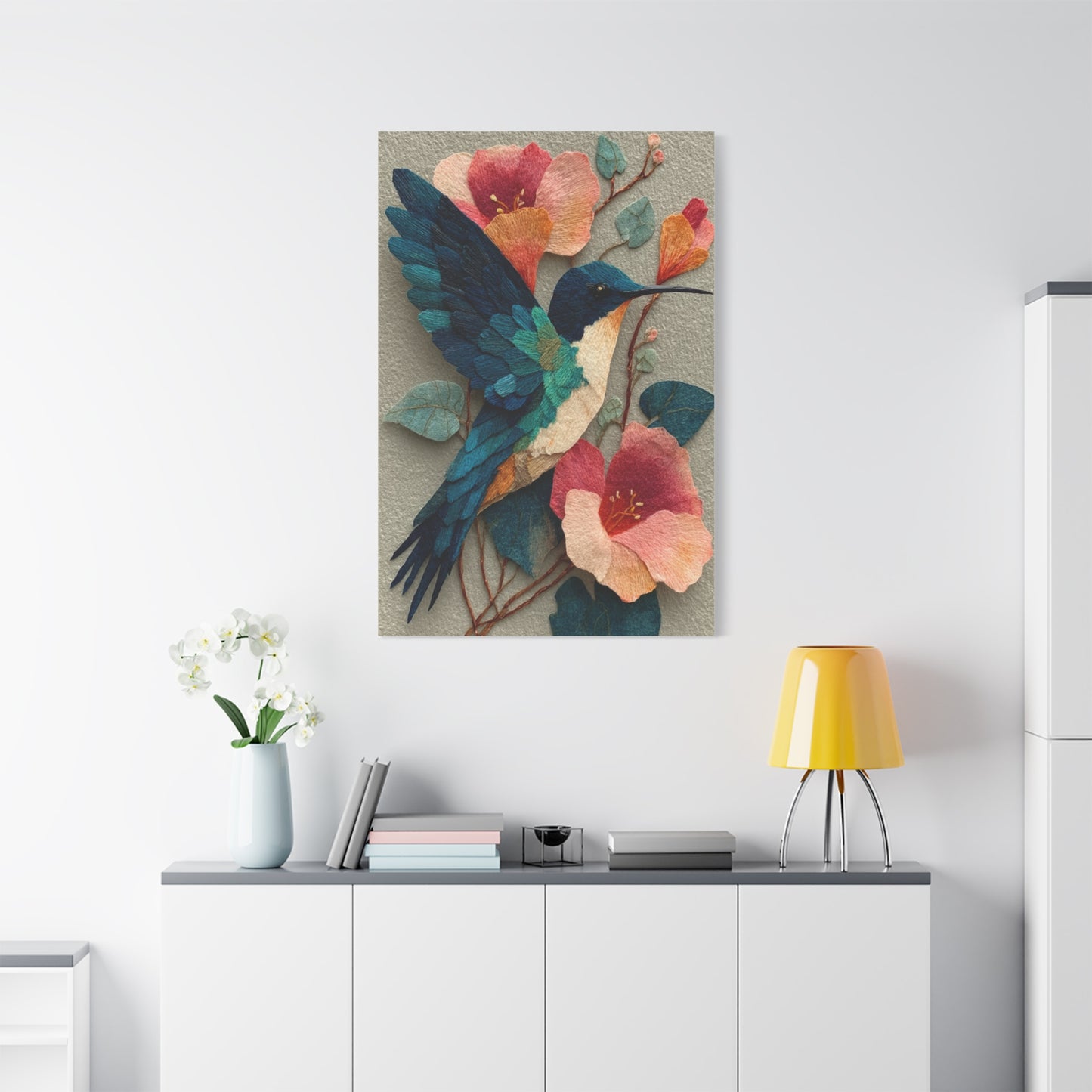 Hummingbird Botanical Collage Wall Art & Canvas Print