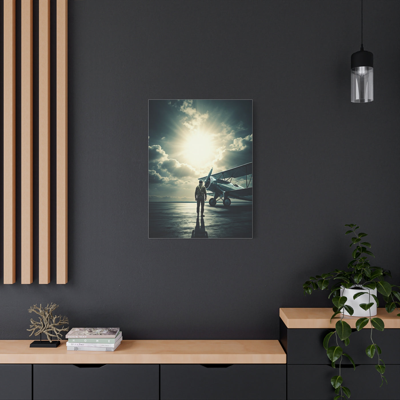 Lone Pilot and Aircraft Reflection Wall Art & Canvas Prints