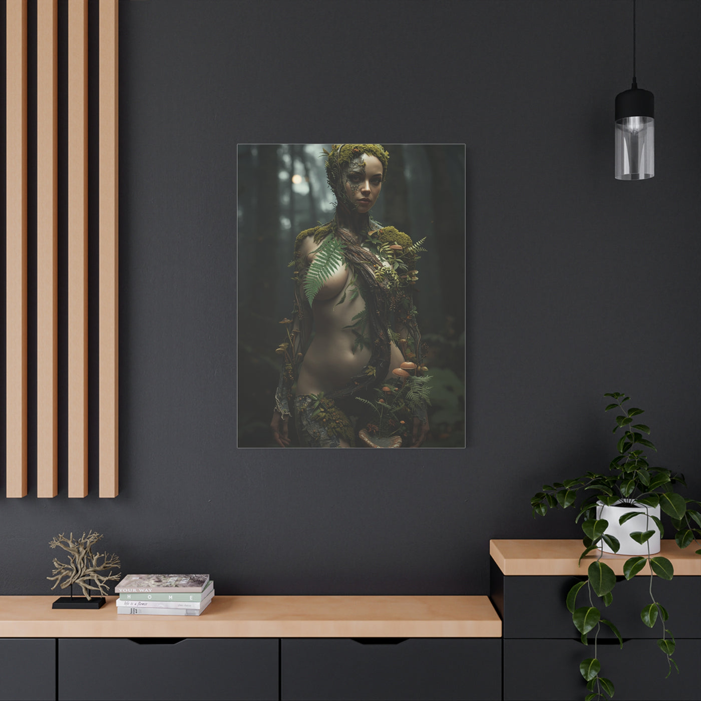 Biophilic Forest Goddess Portrait Wall Art & Canvas Print
