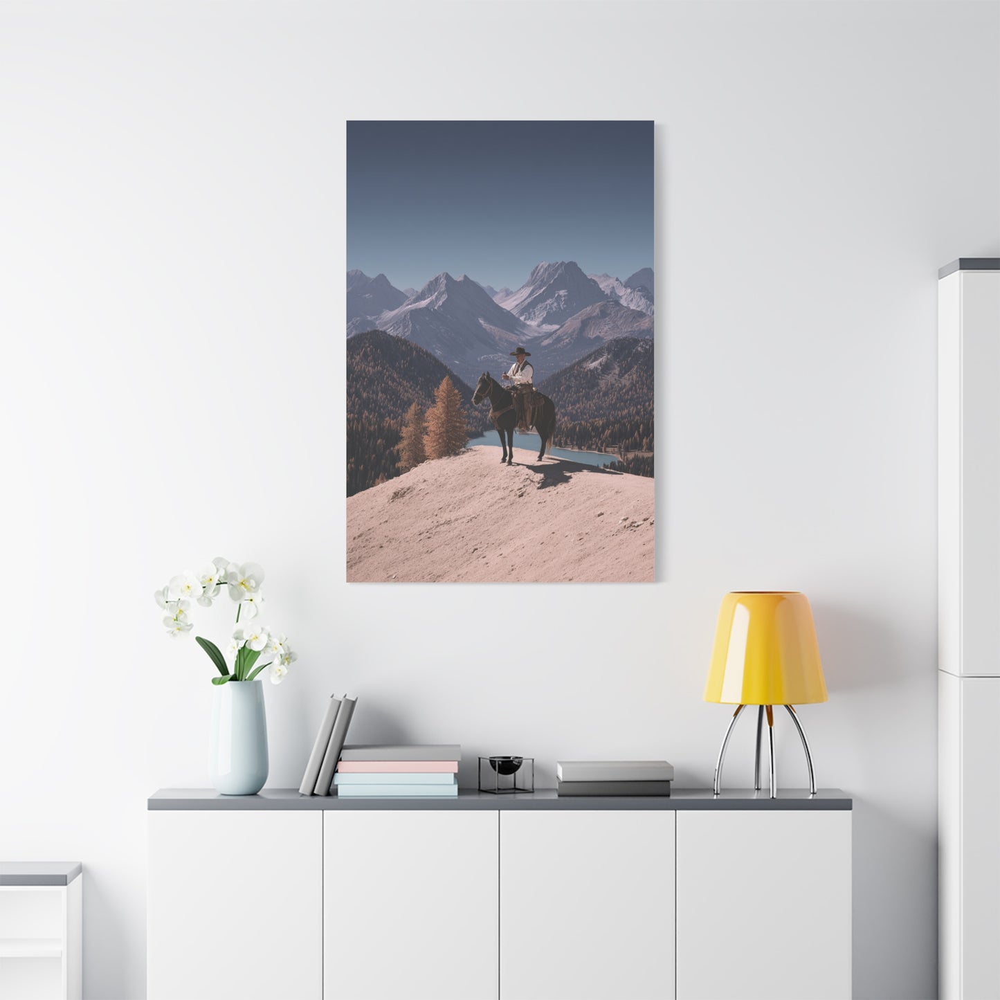 Mountain Overlook Cowboy Wall Art & Canvas Print