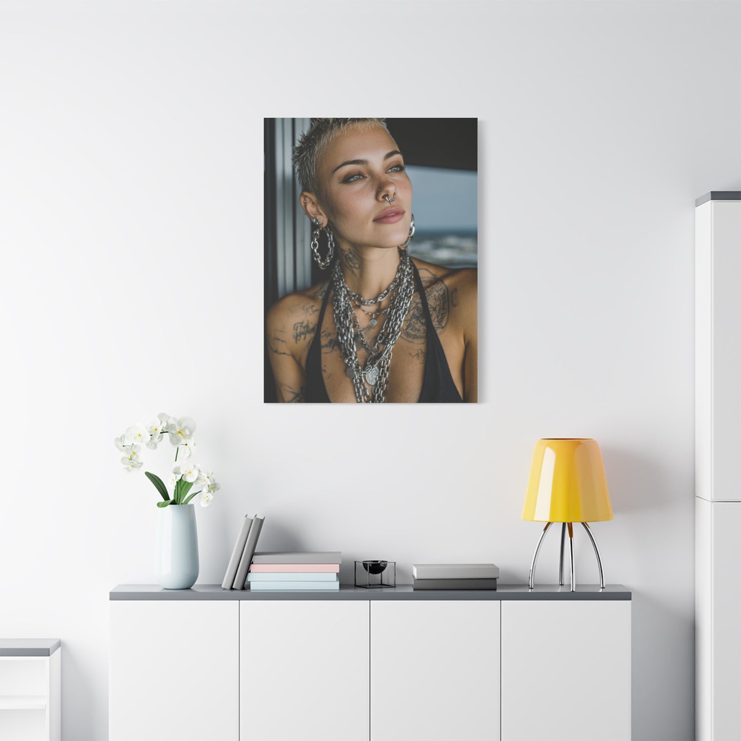 Tattooed Woman Urban Editorial Portrait Wall Art & Canvas Print