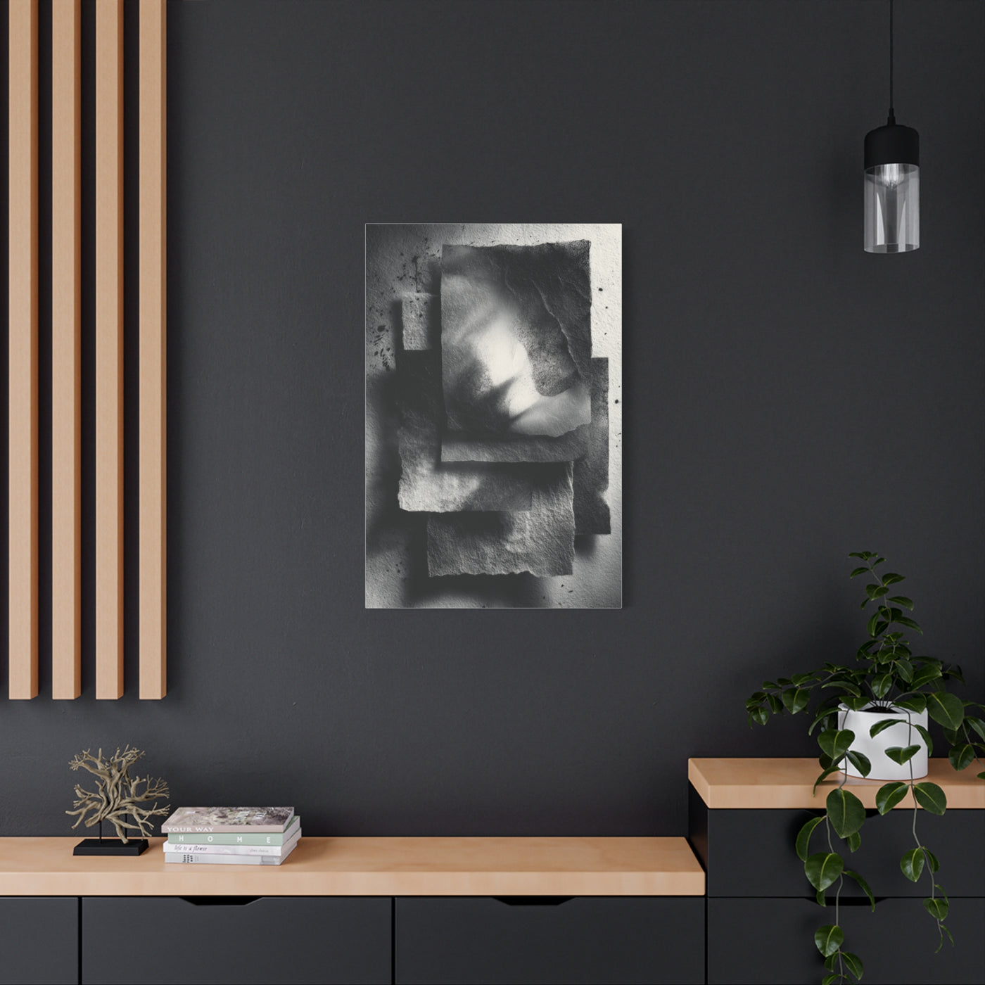 Monochrome Layered Paper Abstraction Wall Art & Canvas Print