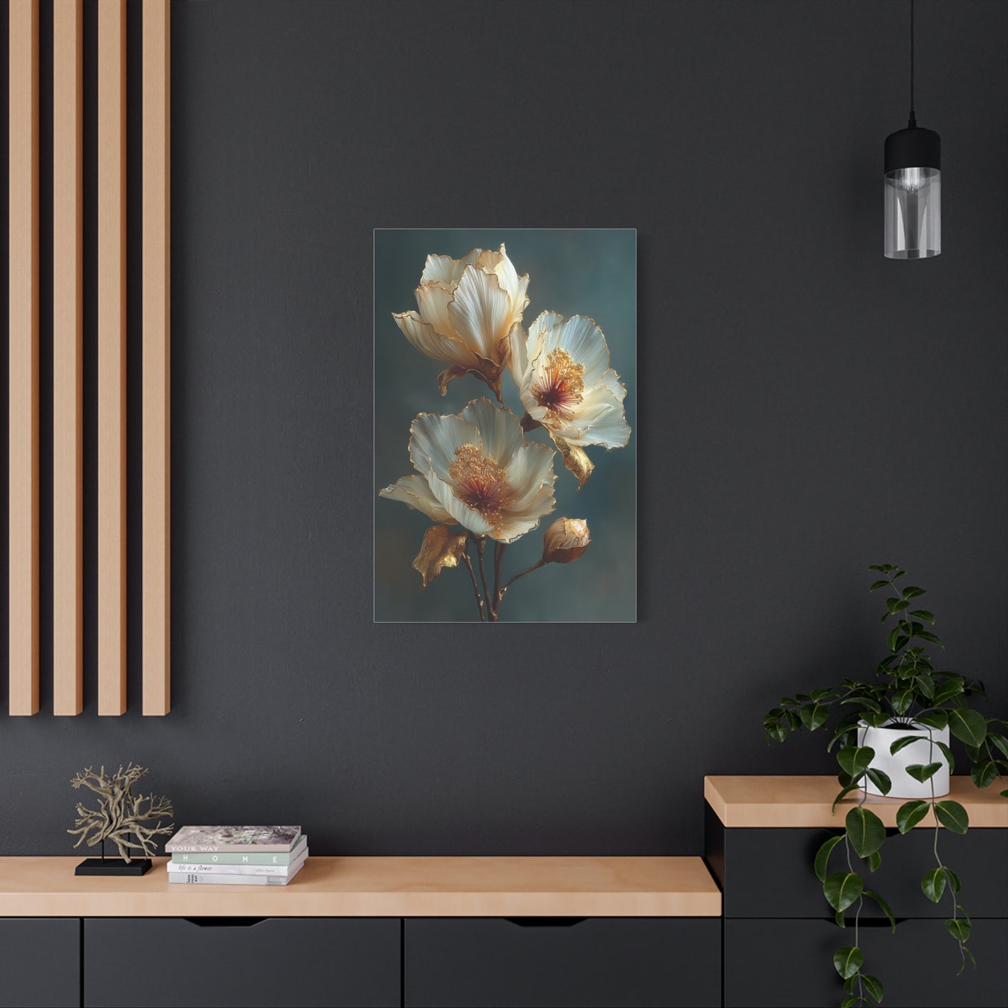 Gold-Edged Floral Elegance Wall Art & Canvas Print