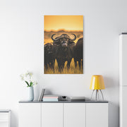 Buffalo Herd in Golden African Sunset Wall Art & Canvas Print