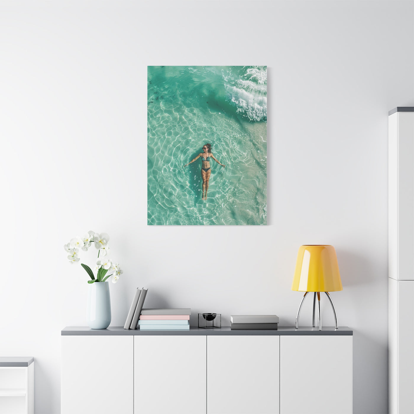 Aerial Ocean Serenity Woman Portrait Wall Art & Canvas Print