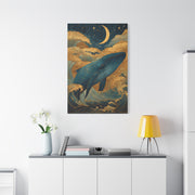 Folk Whale Moonlit Ocean Wall Art & Canvas Print