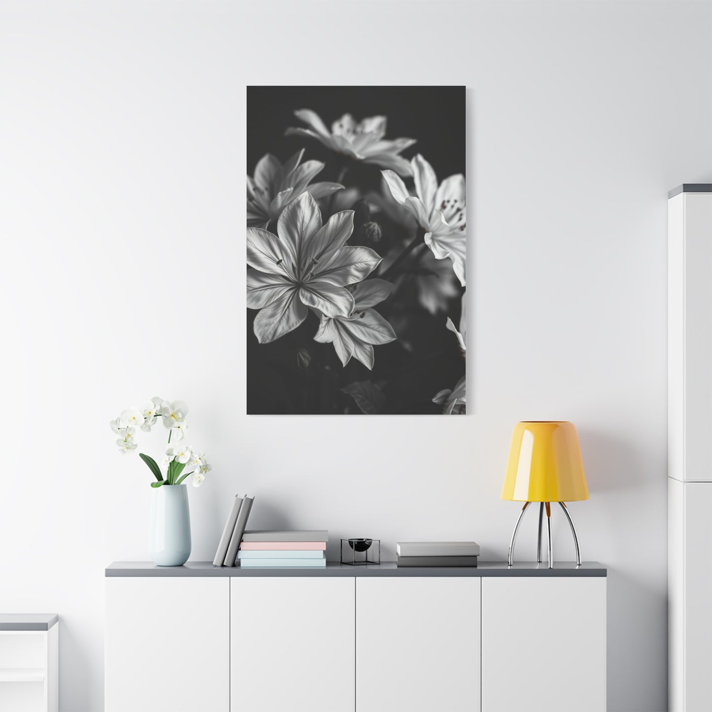 Ebony Whiteness Petal Tableau Wall Art & Canvas Print
