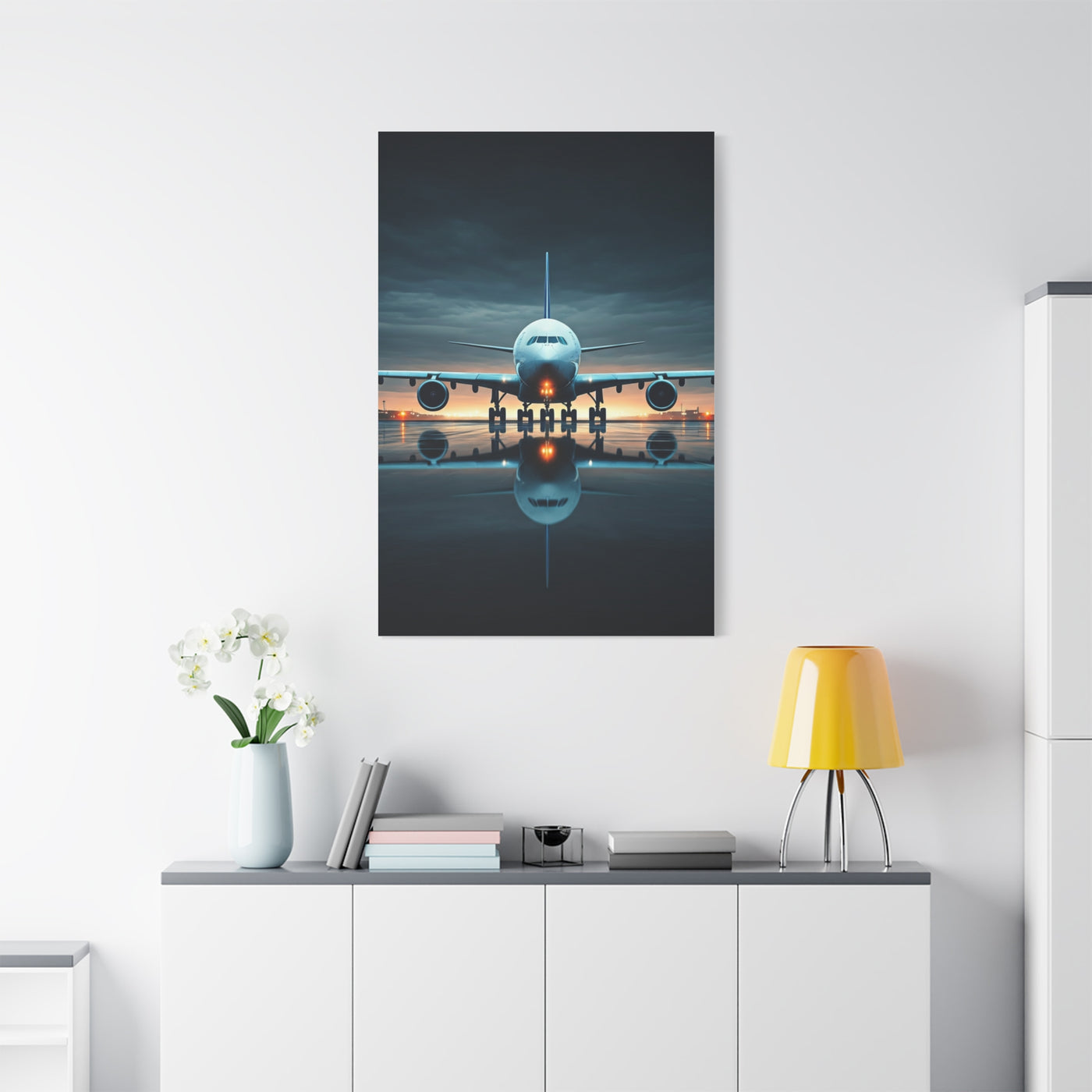 Runway Jet Reflection Wall Art & Canvas Prints
