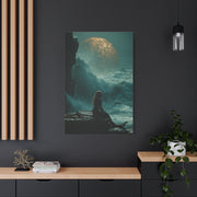 Golden Moon Ocean Silhouette Wall Art & Canvas Print