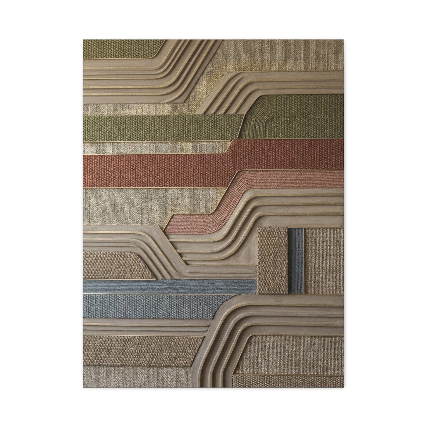 Sculpted Sisal & Plaster Geometric Wall Art & Canvas Print