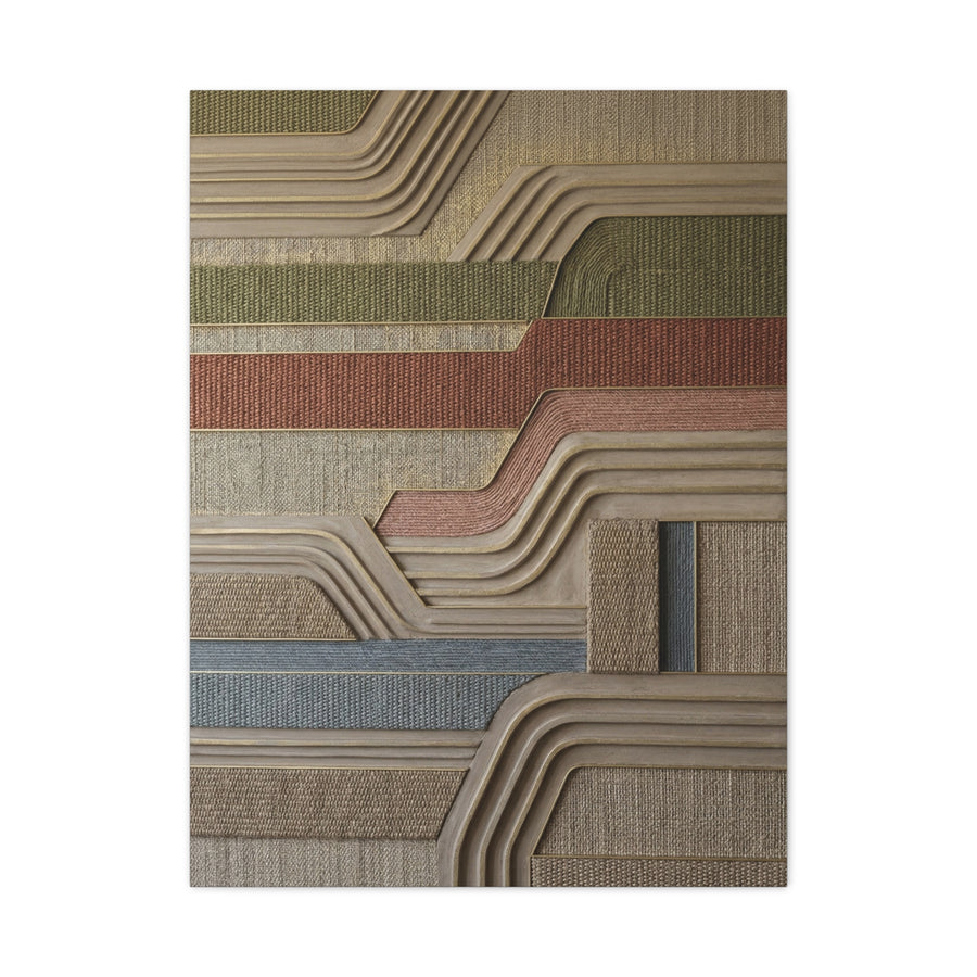 Sculpted Sisal & Plaster Geometric Wall Art & Canvas Print