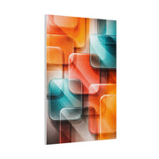 Tangerine and Teal Acrylic Geometry Wall Art & Canvas Print