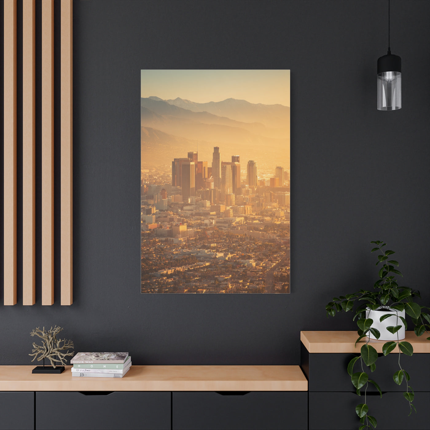 Los Angeles Golden Sunrise Skyline Wall Art & Canvas Print