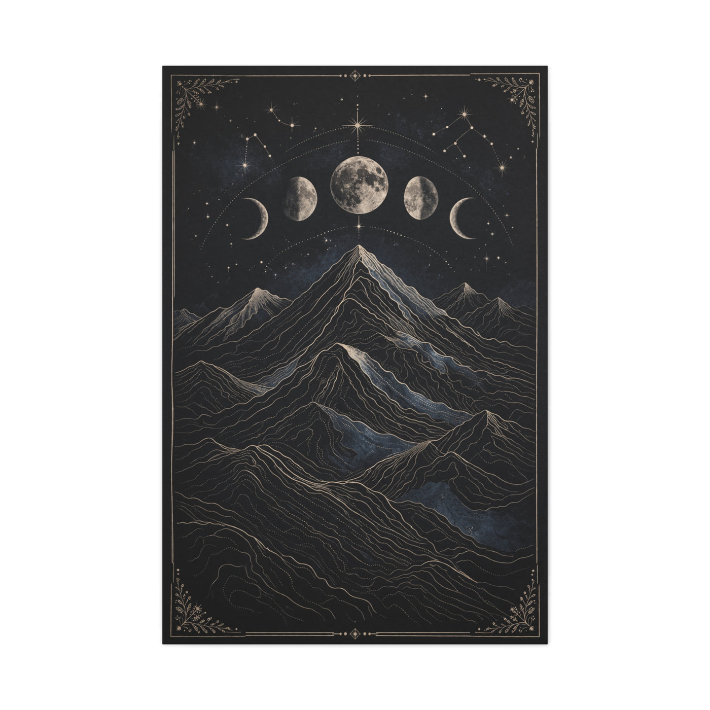 Mystical Moonlit Mountain Contours Wall Art & Canvas Print