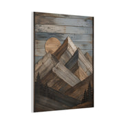 Reclaimed Wood Mountain Landscape Wall Art & Canvas Print
