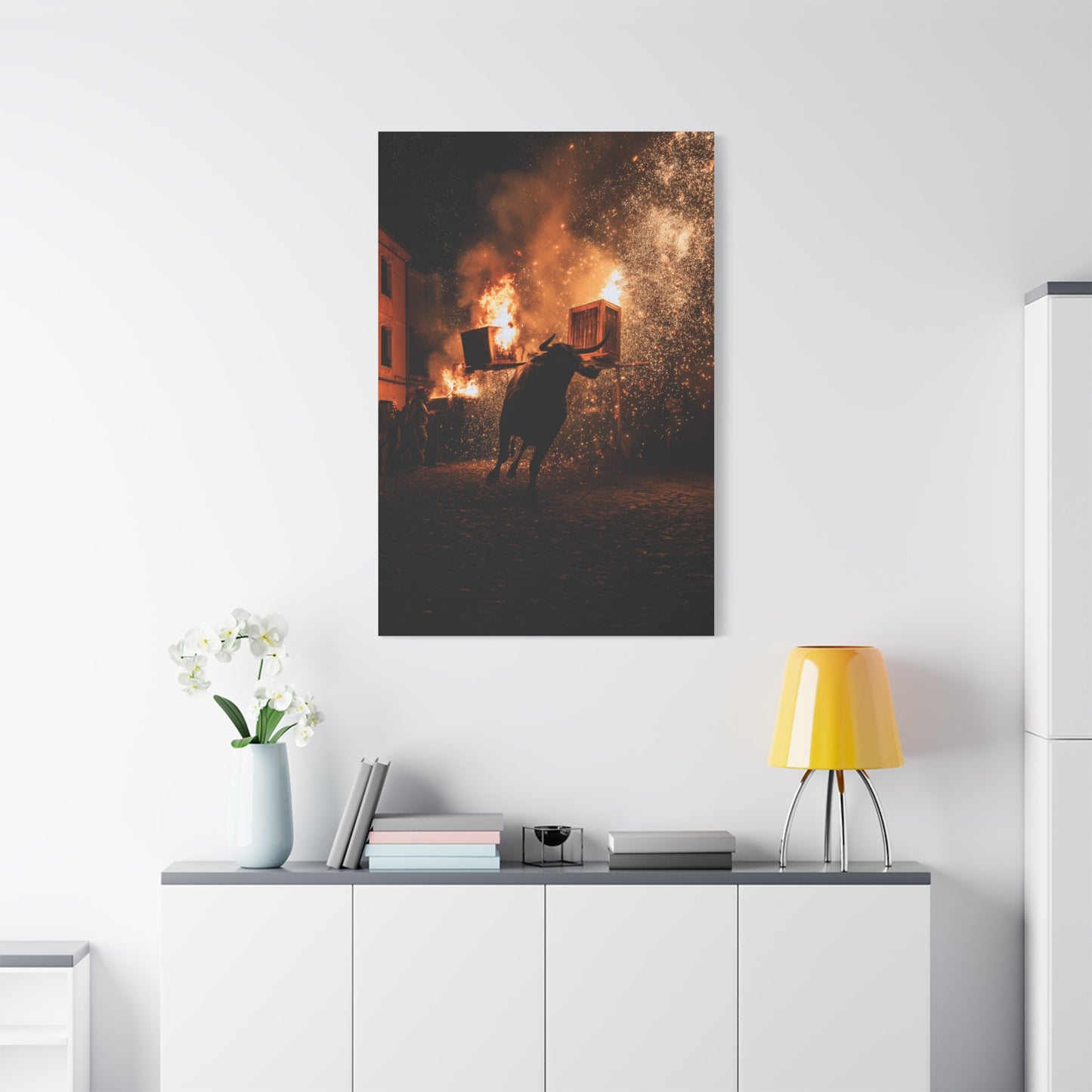 Toro de Júbilo Fire Bull Festival Wall Art & Canvas Print