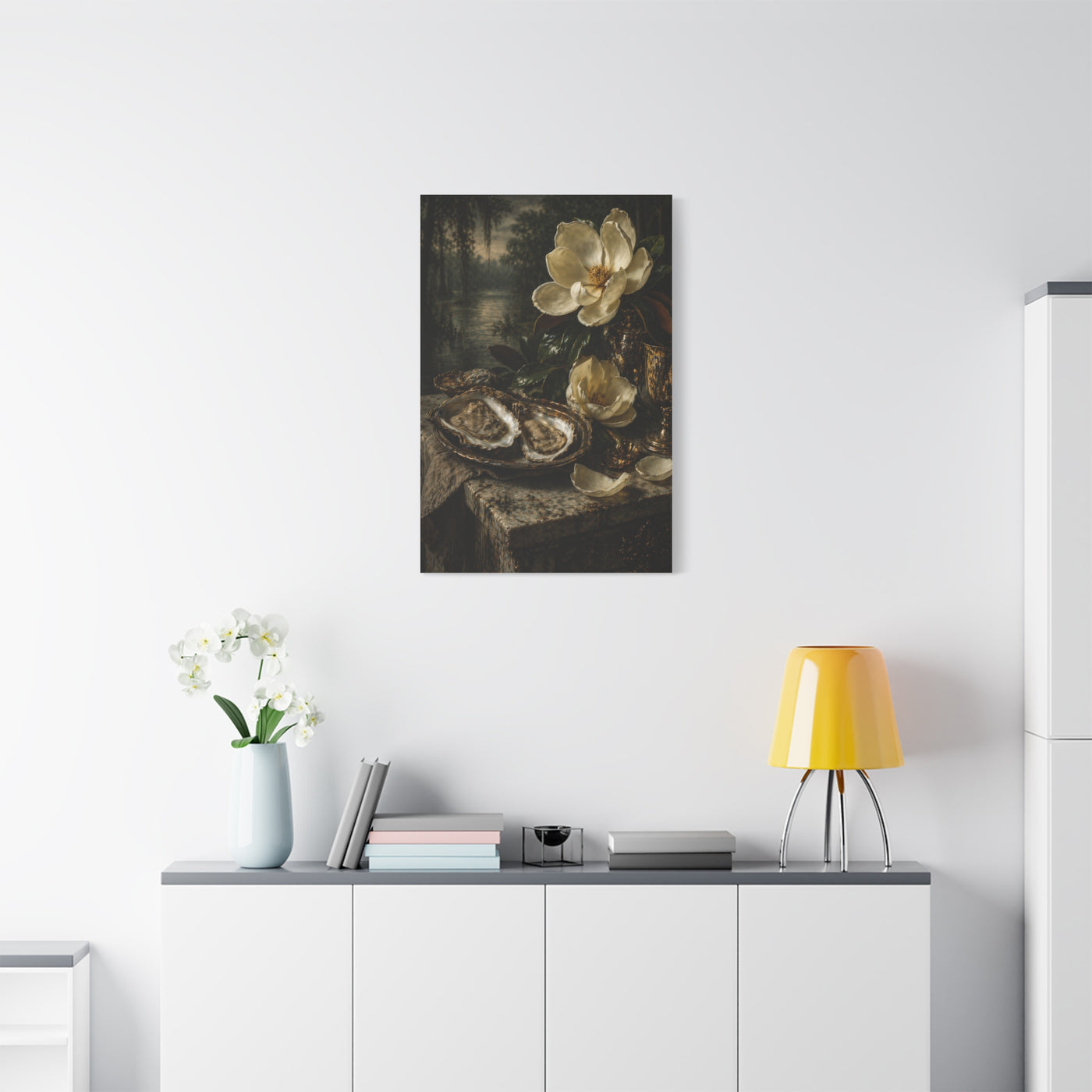 Magnolia & Oyster Still Life Elegance Wall Art & Canvas Print