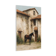 Rustic Courtyard Horse Scene Wall Art & Canvas Print