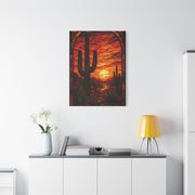 Stained Glass Desert Sunset Southwest Wall Art & Canvas Print